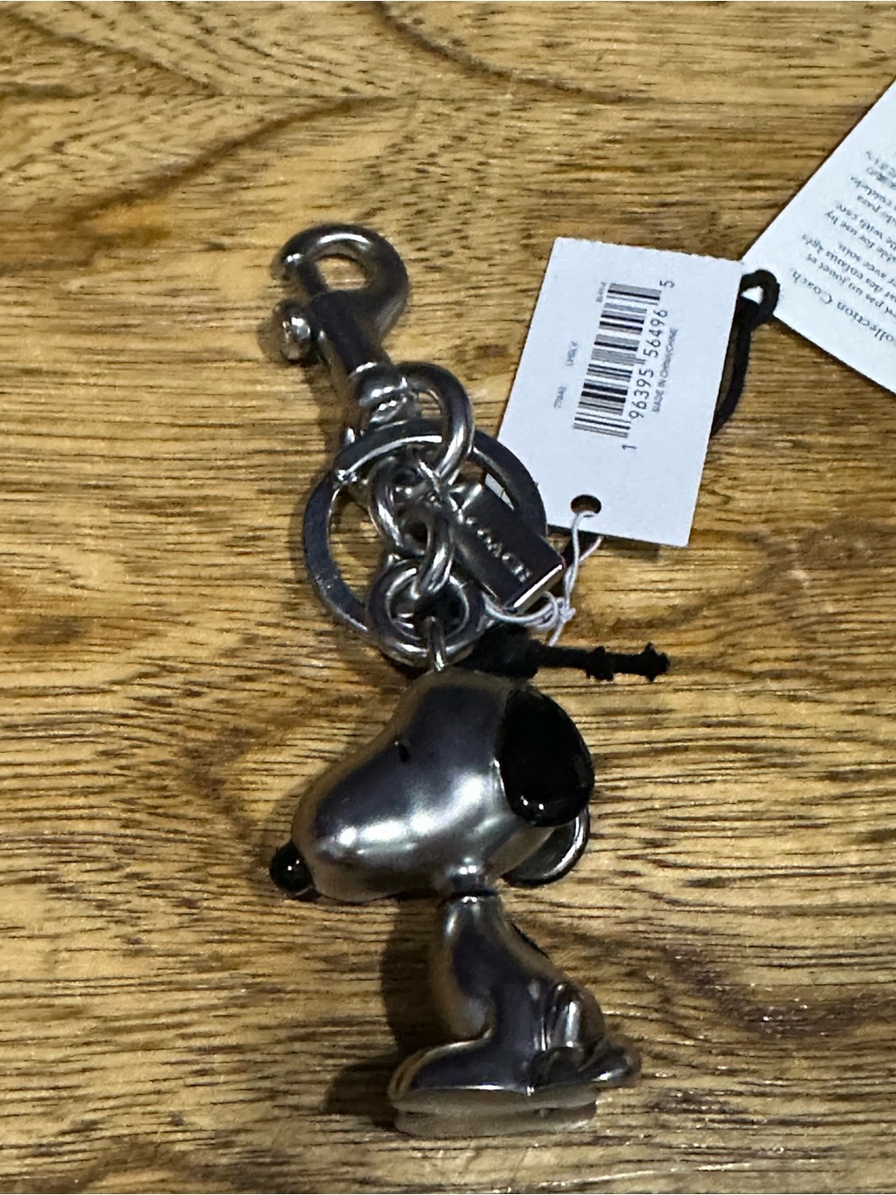 New COACH Snoopy Peanuts silver keyring/purse charm - Picture 2 of 5